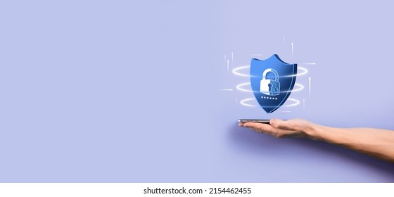 Cyber security network. Padlock icon and internet technology networking. Businessman protecting data personal information,virtual interface. Data protection privacy concept. GDPR. EU.digital crime. - Shutterstock ID 2154462455