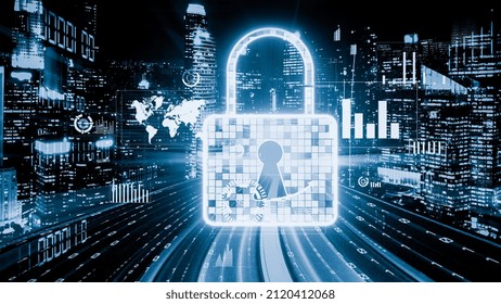 Cyber Security And Online Data Protection With Tacit Secured Encryption Software . Concept Of Smart Digital Transformation And Technology Disruption That Changes Global Trends In New Information Era .