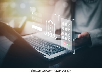 Cyber security password login online concept Hands typing and entering username and password of social media, log in with smartphone to an online bank account, data protection from hacker