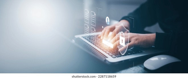 Cyber security and Security password login online concept  Hands typing and entering username and password of social media, log in with smartphone to an online bank account, data protection hacker