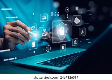 Cyber security and Security password login online concept  Hands typing and entering username and password of social media, logging in with smartphone to an online bank account, data protection hacker