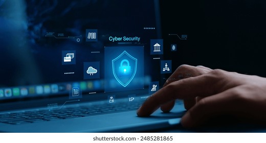 Cyber security and Security password login online concept Hands typing and entering username and password of social media.