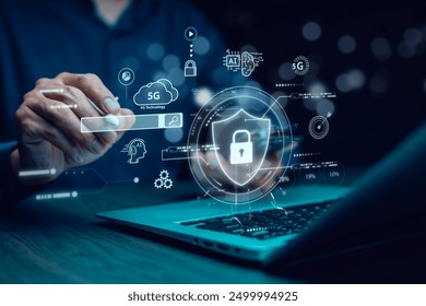 Cyber security and Security password login online concept  Hands typing and entering username and password of social media, logging in with smartphone to an online bank account, data protection hacker - Powered by Shutterstock