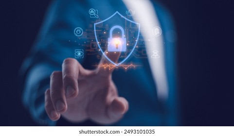 Cyber security and privacy concepts to protect data. Lock icon and internet network security technology. Cybersecurity, Information privacy, Internet and technology concept on virtual screen. - Powered by Shutterstock