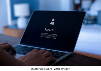 Cyber security protection program to protect password login information on websites and online internet networks securely and confidentially to prevent hackers from accessing financial information.