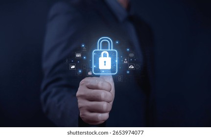 Cyber security protection program to protect password login information on websites and online internet networks securely and confidentially to prevent hackers from accessing financial information.