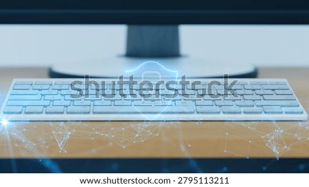 Cyber security shield padlock digital network data protection, Global information privacy and smart network safety concept.