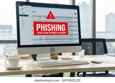 Cyber security software show alert of cyber attack for protection snugly. Danger from virus, phishing and cyber fraud.