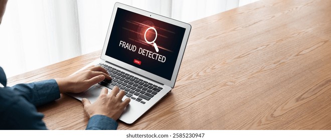 Cyber security software show alert of cyber attack for protection snugly. Danger from virus, phishing and cyber fraud.