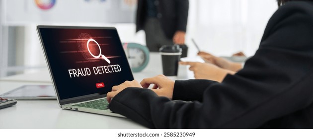 Cyber security software show alert of cyber attack for protection snugly. Danger from virus, phishing and cyber fraud.