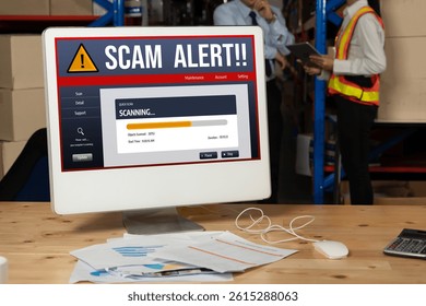 Cyber security software show alert of cyber attack for protection snugly. Danger from virus, phishing and cyber fraud.