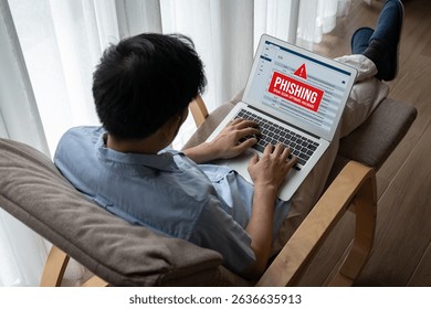 Cyber security software show alert of cyber attack for protection snugly. Danger from virus, phishing and cyber fraud.