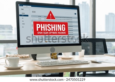 Cyber security software show alert of cyber attack for protection snugly. Danger from virus, phishing and cyber fraud.