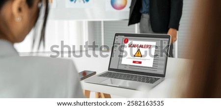 Cyber security software show alert of cyber attack for protection snugly. Danger from virus, phishing and cyber fraud.