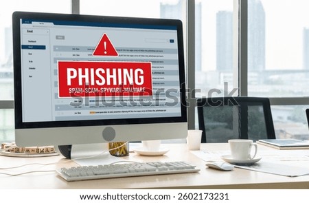 Cyber security software show alert of cyber attack for protection snugly. Danger from virus, phishing and cyber fraud.