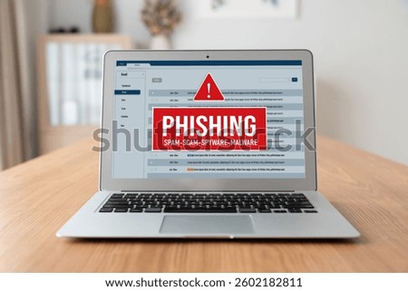 Cyber security software show alert of cyber attack for protection snugly. Danger from virus, phishing and cyber fraud.