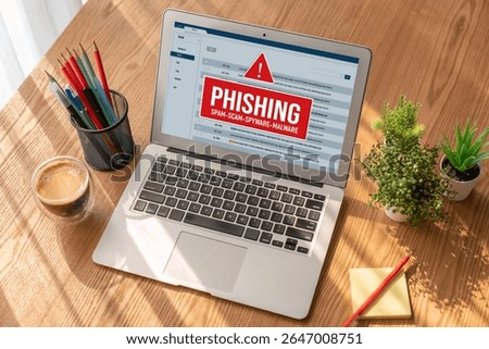 Cyber security software show alert of cyber attack for protection snugly. Danger from virus, phishing and cyber fraud.