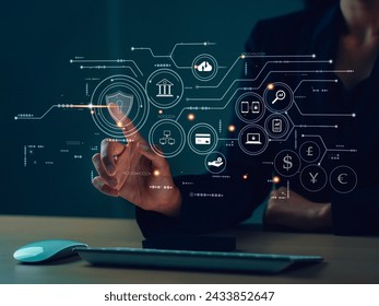 Cyber security system and data protection concept To access personal data with the data center in the background biometric credentials Data encryption for network security