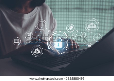 Cyber security system and data protection. user privacy security and encryption, secure internet access future technology and cybernetics, internet security, smart solution from cyber attack.