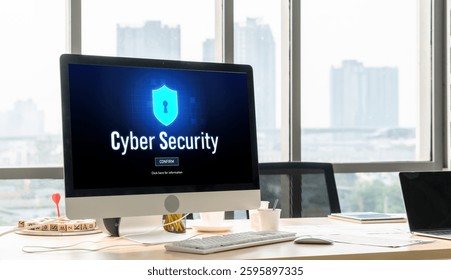 Cyber security system on computer screen protect private information snugly from hacker and cyber attack - Powered by Shutterstock - Get 15% off with code: PIKWIZARD15