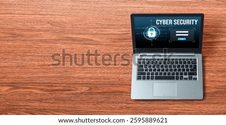 Cyber security system on computer screen protect private information snugly from hacker and cyber attack