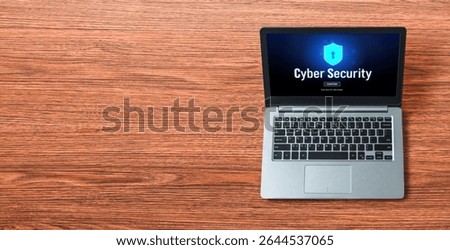 Cyber security system on computer screen protect private information snugly from hacker and cyber attack