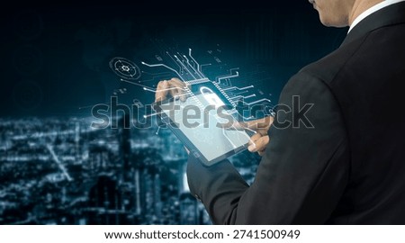 Cyber security system protecting digital infrastructure. Cyber security ensures data safety, prevents breaches, cyber security strengthens defense, and supports secure operations. Vouch