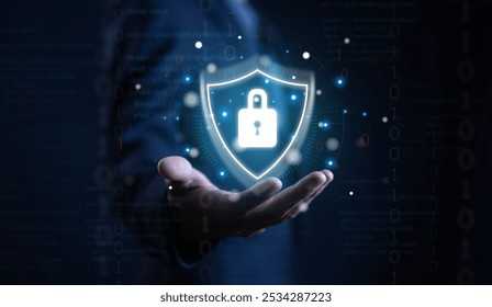 cyber security system, safe digital information. cybersecurity concept, which is secure from attack technology and protects privacy data and passwords. security business service, safety in hacks
