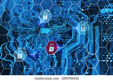 Cyber security technology. Data breach. Protection of private personal information on internet online. Hacker attack concept.