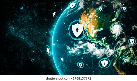 Cyber security technology and online data protection in innovative perception . Concept of technology for security of data storage used by global business network server to secure cyber information .