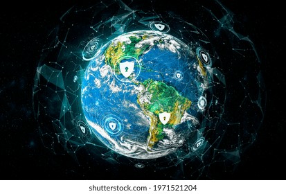 Cyber security technology and online data protection in innovative perception . Concept of technology for security of data storage used by global business network server to secure cyber information .