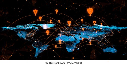Cyber security technology and online data protection in innovative perception . Concept of technology for security of data storage used by global business network server to secure cyber information .