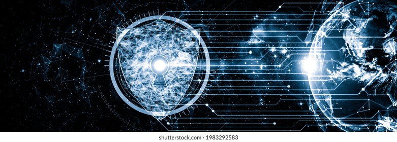 Cyber security technology and online data protection in innovative perception . Concept of technology for security of data storage used by global business network server to secure cyber information .