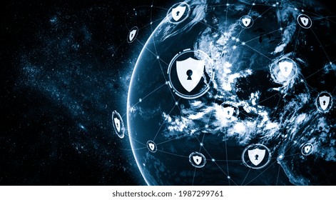 Cyber security technology and online data protection in innovative perception . Concept of technology for security of data storage used by global business network server to secure cyber information .