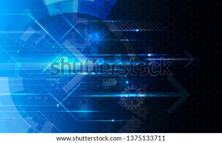 Cyber security, Vector illustration white gear and tree cog wheel on circuit board, Hi-tech digital technology and engineering on blue color background
