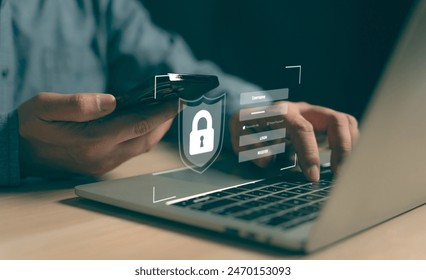 Cyber technology security internet network data privacy concepts. secure access to user personal information, cybersecurity, secure Internet access, information security and encryption.