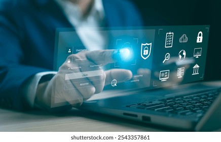 Cyber technology security internet network data privacy concepts. secure access to user personal information, cybersecurity, secure Internet access, information security and encryption.