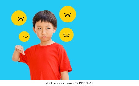 Cyberbullying Low Self Esteem.Asian Kid Boy Child Feeling Sad.Autism Kid With Bad Comments And Hate Speech.Mental Health.Bully, Anxiety Health, Social Media Harassment.Emotional Tantrum And Angry Boy.