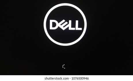 CYBERJAYA, MALAYSIA - OCTOBER 28 2017 : Dell Pc Is Loading While Restarting.