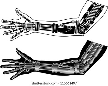 cybernetic hand with stencil. second variant. raster variant