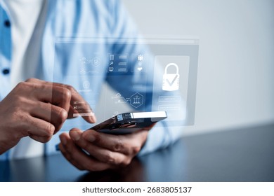 Cybersecurity to access secure data, login protection, and digital identity safety in mobile and online platforms.