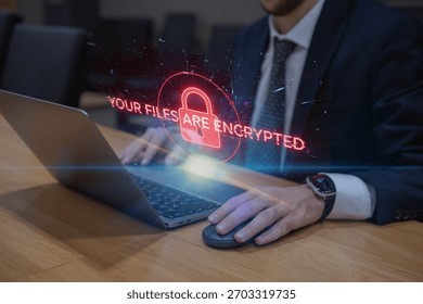 Cybersecurity Concept of a Data Breach and Encryption Alert