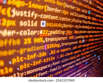 A cybersecurity concept with digital padlocks and security keys against a backdrop of binary code and digital data flows. Programming code with black background. Css with web development.