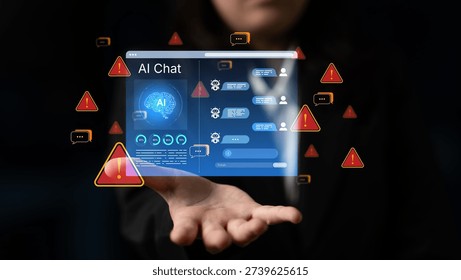 Cybersecurity concept featuring an AI detector scanning digital content for deepfakes and authenticity. Represents copyright protection, fake news prevention, and C2PA content credentials. Corpus