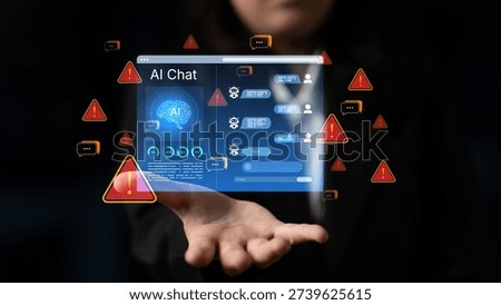 Cybersecurity concept featuring an AI detector scanning digital content for deepfakes and authenticity. Represents copyright protection, fake news prevention, and C2PA content credentials. Corpus