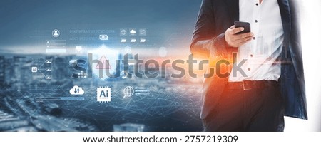 Cybersecurity concept featuring an AI detector scanning digital content for deepfakes and authenticity. Represents copyright protection, fake news prevention, and C2PA content credentials. Corpus
