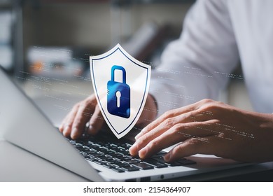 cybersecurity concept Global network security technology, business people protect personal information. Encryption with a key icon on the virtual interface. - Shutterstock ID 2154364907