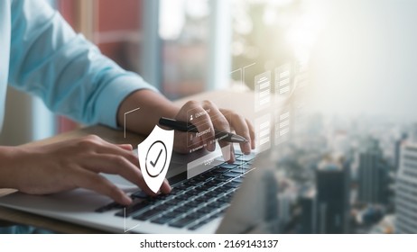 cybersecurity concept Global network security technology, business people protect personal information. Encryption with a padlock icon on the virtual interface.