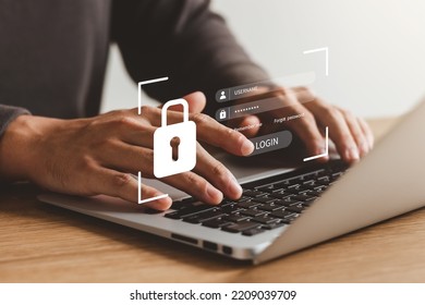 cybersecurity concept Global network security technology, business people protect personal information. Encryption with a padlock icon on the virtual interface.