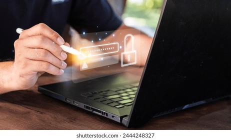 cybersecurity concept Global network security technology, business people protect personal information. Encryption with a padlock icon on the virtual interface. - Powered by Shutterstock - Get 15% off with code: PIKWIZARD15